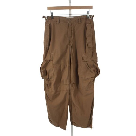 TNA Pants - TNA Womens Cargo Pants Brown 100% Cotton Button Inseam 30 Military Size 4